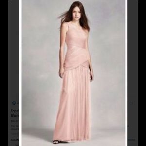 Vera Wang one shoulder pleated pink wedding dress